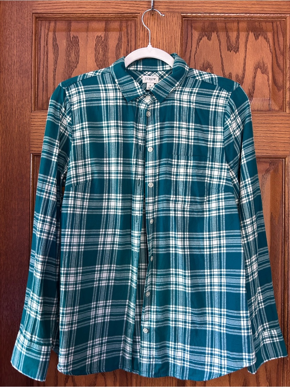 J. Crew Green and White Plaid Button-Down Shirt - Men's